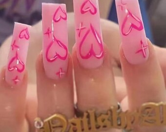 Heart Themed False Nails