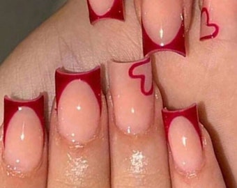 Heart Themed False Nails