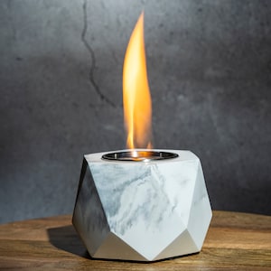 Hexagonal Marble Tabletop Fire Pit: Smokeless Indoor/Outdoor Decor