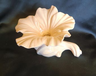 Vaso de flores vintage feito à mão em cerâmica rosa pastel