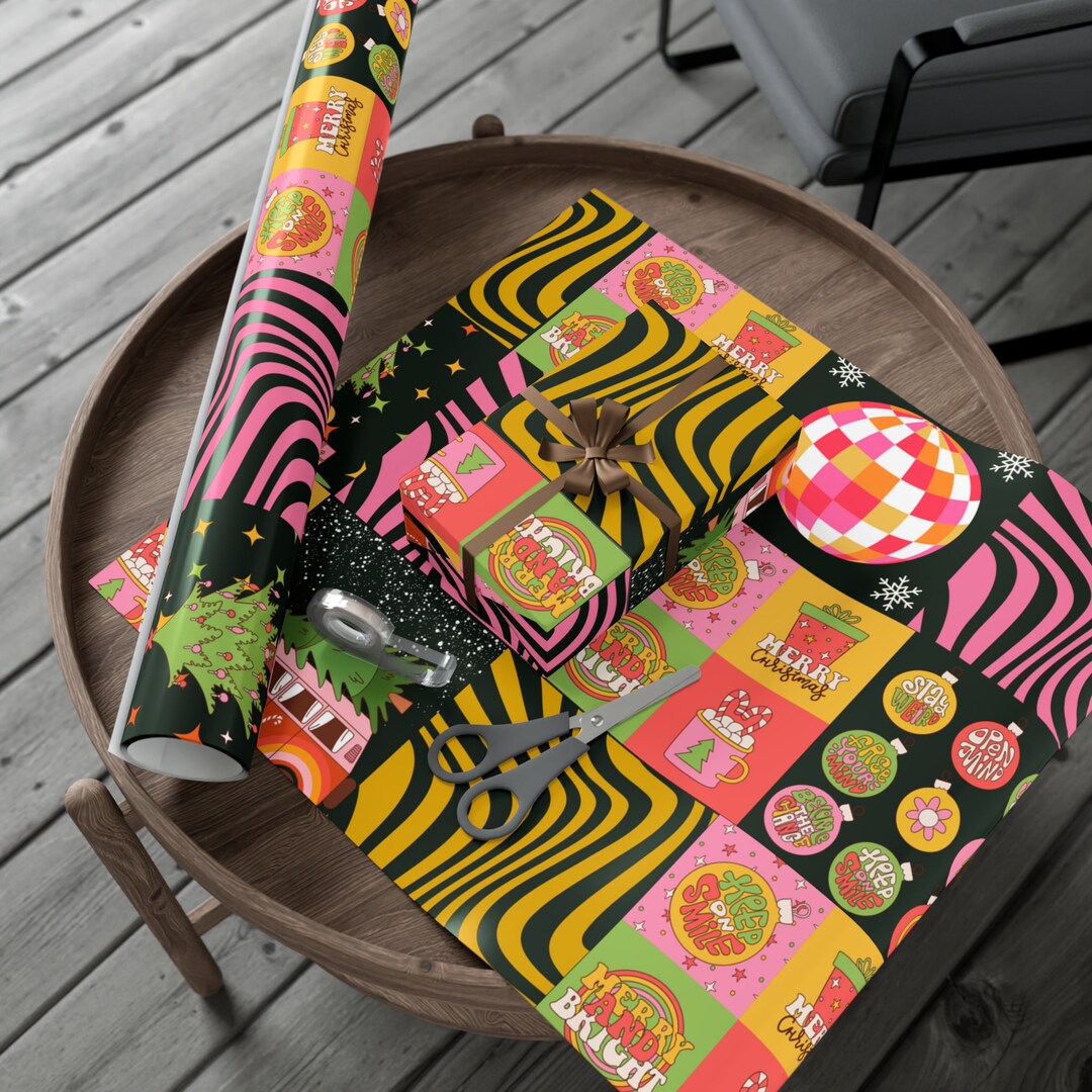 A Groovy Christmas Wrap Christmas Wrapping Paper for Vintage - Etsy
