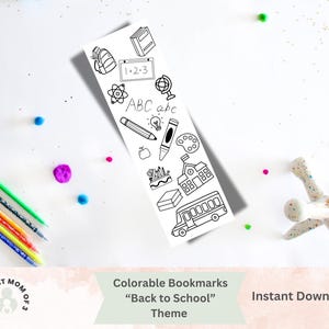 Bookmarks to Color - Back to School, Printable Coloring Bookmarks, Student Colorable Bookmarks, School Bookmarks, Back to School Bookmarks