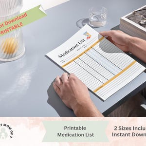 Afdrukbare medicatielijst en tracker: uitgebreide zorgorganisatie (digitale download) | Huidig receptlogboek