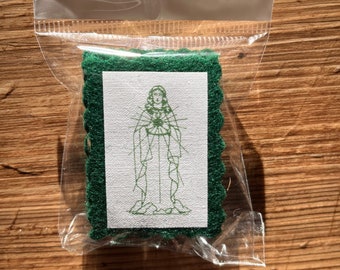 100% Wool Green Scapulars - package of 10