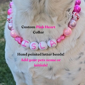 Dog Bead Collar, Valentines Beaded Collar, Name Dog Collars, Handmade Dog Collar, Beaded Dog Collar, Dog Pearls