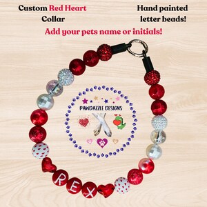 Dog Bead Collar, Valentines Beaded Collar, Name Dog Collars, Handmade Dog Collar, Beaded Dog Collar, Dog Pearls