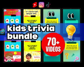 Kids Trivia Quiz | 70+ Short Videos | Social Media Content | Canva Template and Ready to Post Shorts or Instagram Reels Tiktok