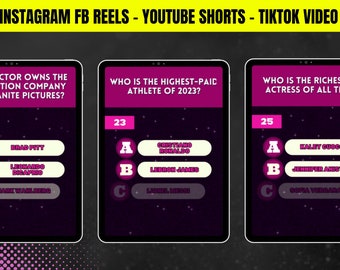 Virala frågesportspel, videoklipp, kändisar och varumärken | Innehåll i sociala medier | Canva-mall och färdiga att publicera shorts eller Instagram-rullar på TikTok