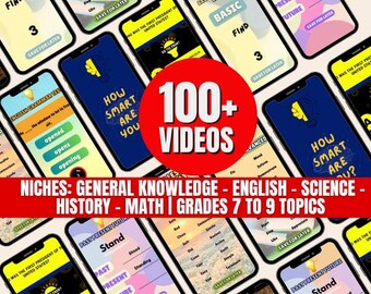 100+ Educational Quiz Reels Videos | General Knowledge, Science (Digital Download)
