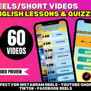 60 engelsklektioner och frågesportsvideor | Engelskt ordförråd, grammatiktester, grundläggande och avancerad engelsk ordinlärning, YouTube-shorts