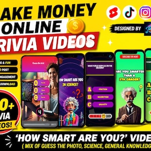 Niche éducative vidéo | Gagnez de l'ARGENT en ligne | Trivia Tiktok Facebook Instagram Bobines YouTube Shorts et modèle Canva