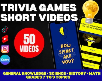 50 Trivia Games Short Videos | Social Media Content (Canva Template)