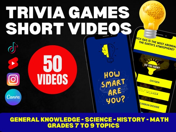 50 Trivia Games Short Videos | Social Media Content (Canva Template)