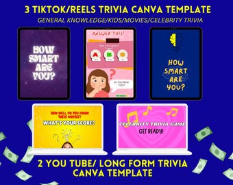 Ultiem triviacanva-sjablonenpakket | Socialmedia-inhoud | Canva-sjabloon en klaar om te posten shorts of Instagram-reels Tiktok