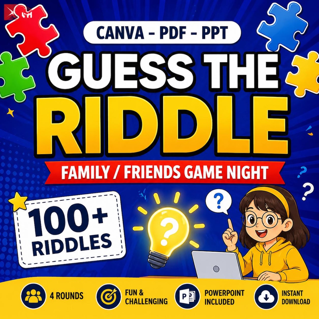Virtual Riddles Guess the Riddle Game Powerpoint | 100 Brain Teasers | Classroom Game ...