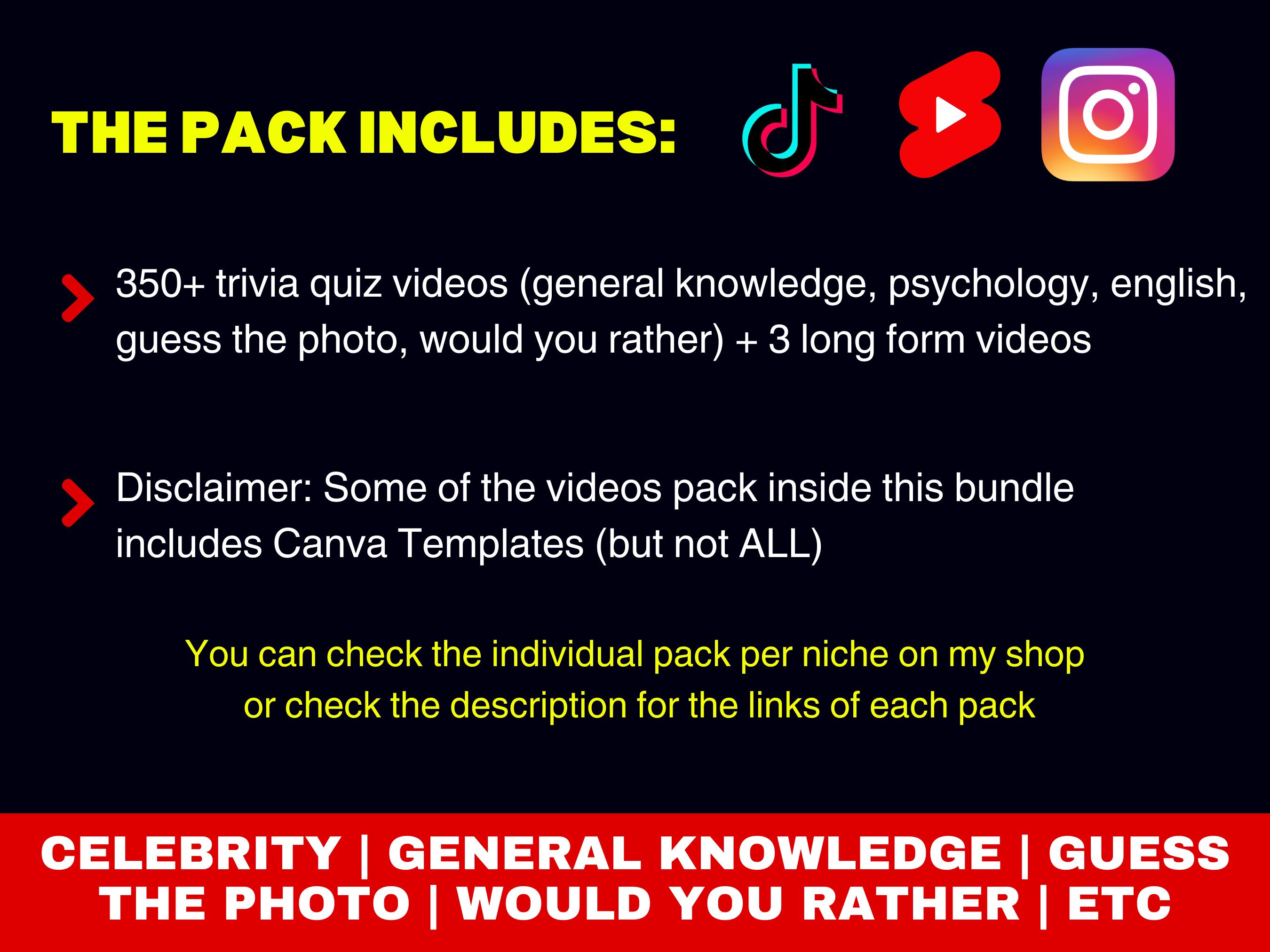 Trivia Intro Video Ultimate Viral Quiz & Trivia Video Pack | Social Media Content | Canva ...