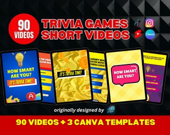 Ultimate Trivia Quiz Games Video Educational Niche | Make MONEY Online | Trivia Tiktok Facebook Instagram Reels YouTube & Canva Template