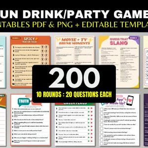 Ultimate Adult Party Trivia Game Night Pack | 200 Questions | Editable Canva + Printable PDF