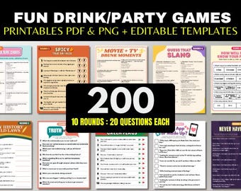 Ultimate Adult Party Trivia Game Night Pack | 200 Questions | Editable Canva + Printable PDF