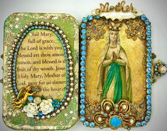 SOLD REQUEST CUSTOM Order Blessed Mother Virgin Mary Tin Shrine