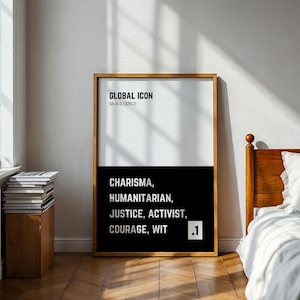 Poster di boxe con icona globale, record, stampa e citazione - A2 / A3 / A4 / A5 - Arte sportiva moderna e vintage da parete