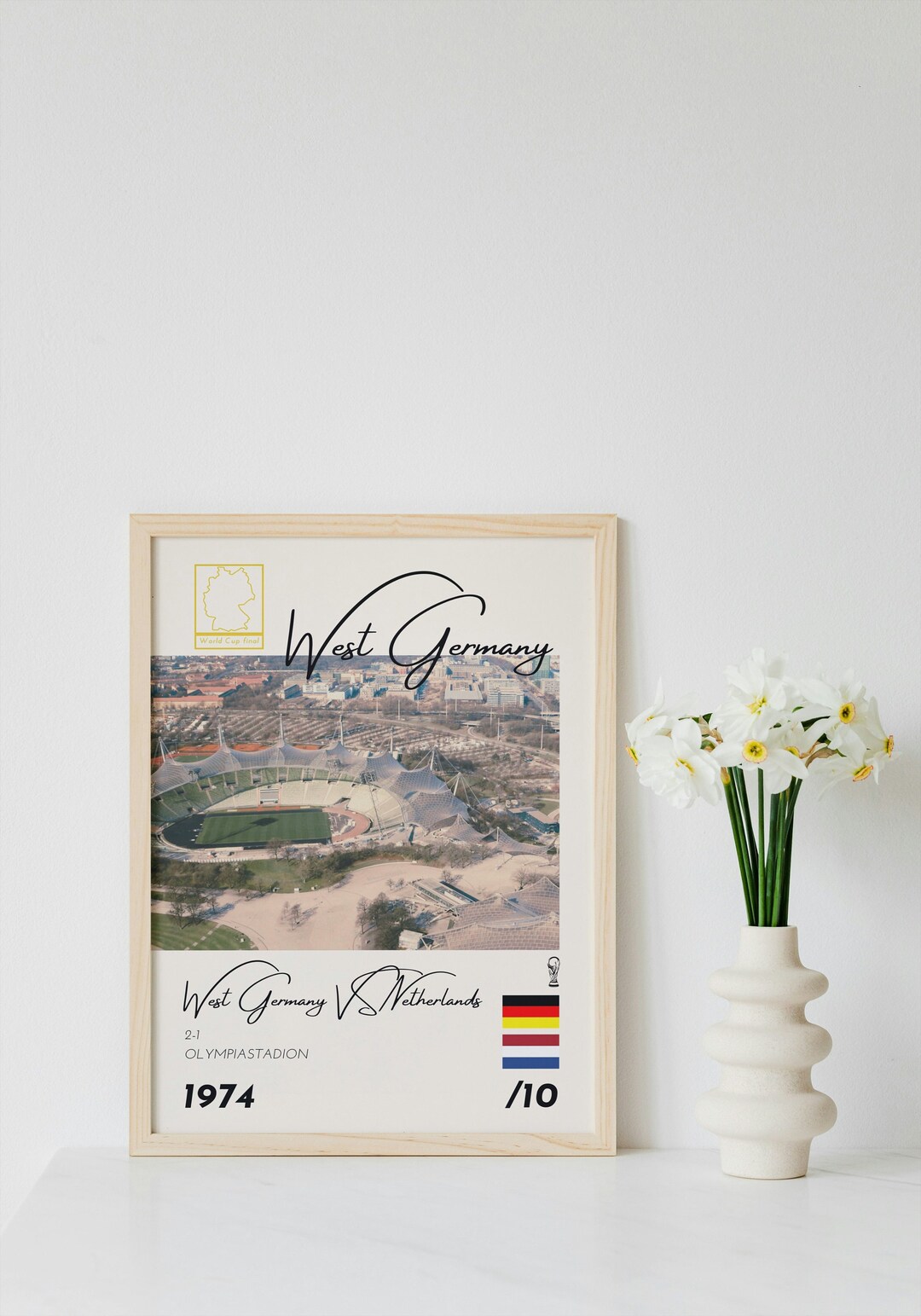 Fanion Vintage Coupe Du Monde 1974 - Hollande Allemagne Finale, Multicolore