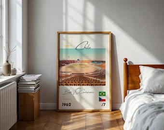Pôster da Copa do Mundo de Futebol de 1962, Brasil x Tchecoslováquia, final no Chile, impressão de futebol, arte de parede vintage, ótimo presente para ele ou para ela.