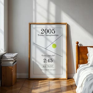 Tennis Poster Wall Art, Tennis Court Art, Minimalist Sports Gift - 2005 London Tennis Womens Final A2 A3 A4