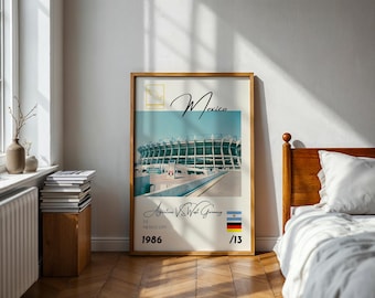 Affiche du football mondial 1986, Argentine vs finales de l'Allemagne de l'Ouest au Mexique, impression de football, art mural vintage, excellent cadeau pour lui ou pour elle