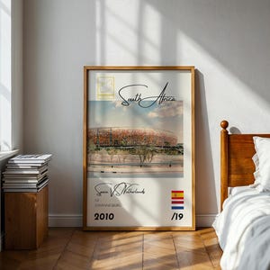 Affiche du football mondial 2010, Espagne vs Pays-Bas, Afrique du Sud, impression football, art mural vintage, excellent cadeau pour lui ou elle image 1
