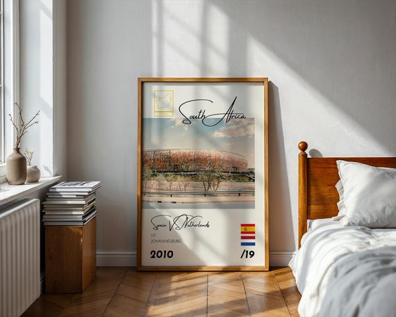World Football 2010 Poster, Spain vs Netherlands Finals South Africa, Soccer Print, Vintage Wall Art, Great Gift for Him Or Her