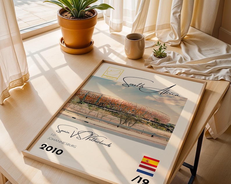 Affiche du football mondial 2010, Espagne vs Pays-Bas, Afrique du Sud, impression football, art mural vintage, excellent cadeau pour lui ou elle image 3