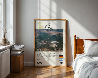 World Football 1990 Poster, West Germany vs Argentina Finals Italy, Soccer Print, Vintage Wall Art, Great Gift for Him Or Her