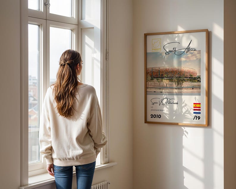 Affiche du football mondial 2010, Espagne vs Pays-Bas, Afrique du Sud, impression football, art mural vintage, excellent cadeau pour lui ou elle image 6