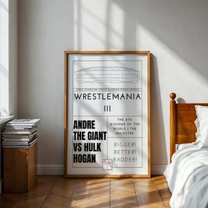 Wrestlemania 3 Poster Memory - Hulk Hogan Vs Andre The Giant - WWE/WWF 1987 - A2/A3/A4/A5