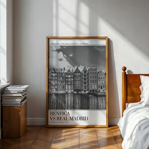 Champions League Final Poster, Benfica vs Real Madrid 1962 Amsterdam, Football Art Print, Soccer Bedroom Living Room Gift