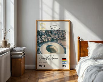 Affiche du football mondial 2014, Allemagne vs finale de l'Argentine, Brésil, impression de football, art mural vintage, excellent cadeau pour lui ou pour elle