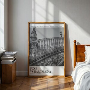 Champions League Final Poster, FCSB vs Barcelona 1986 Seville, Football Art Print, Soccer Bedroom Living Room Gift