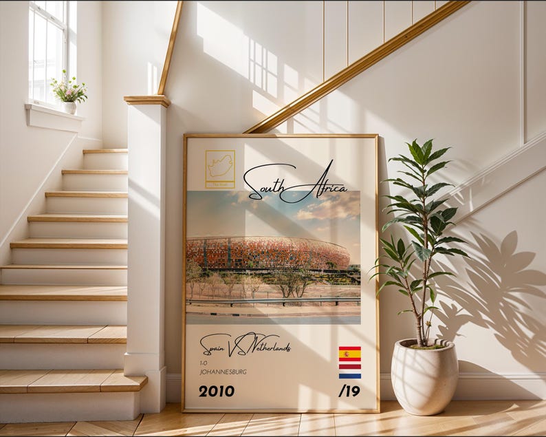 Affiche du football mondial 2010, Espagne vs Pays-Bas, Afrique du Sud, impression football, art mural vintage, excellent cadeau pour lui ou elle image 7