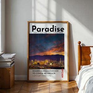 UFC MMA Print Poster Khabib Nurmagomedov vs Conor Mcgregor A4 / A5 / A3 / A2 - 2018 Trendy Retro Sports Moments - Paradise, Nevada