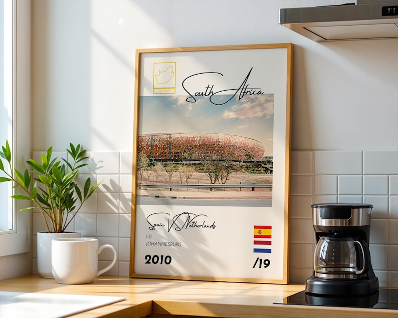 Affiche du football mondial 2010, Espagne vs Pays-Bas, Afrique du Sud, impression football, art mural vintage, excellent cadeau pour lui ou elle image 8