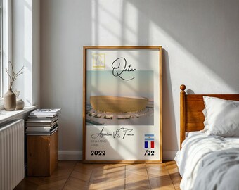 Affiche du football mondial 2022, France vs finale de l'Argentine au Qatar, impression football, art mural vintage, excellent cadeau pour lui ou elle