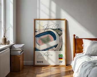 World Football 2002 Poster Brésil Brésil vs Allemagne finale Corée Japon, impression football, art mural vintage excellent cadeau pour lui ou elle