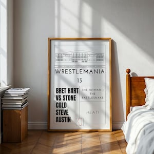 Wrestlemania 13 Poster Memory - Bret Hart Vs Stone Cold Steve Austin - WWE/WWF 1997 - A2/A3/A4/A5