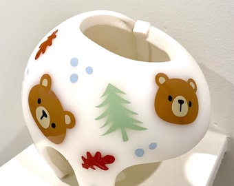 Teddy Bear Cranial Helmet Stickers: Gender Neutral Colors