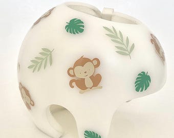 Baby Boy Cranial Helmet Decals: Monkeys and Greenery