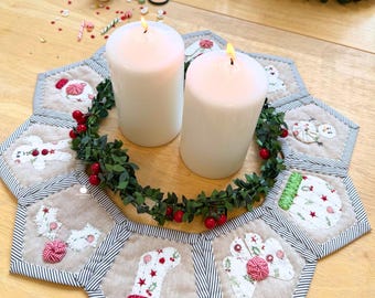 Hollygon Pattern PDF – QAYG Festive Fabric Wreath or Table Centrepiece Christmas Sewing