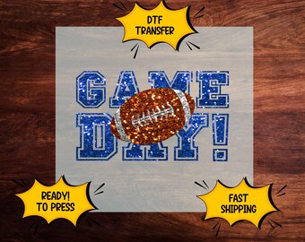 Game Day Football DTF Transfer, Glitter Football Heat Transfer