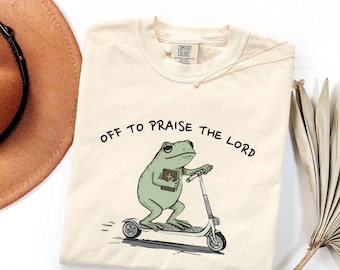 Comfort Colors Frog Off To Praise The Lord T-Shirt, Christian Frog Tee