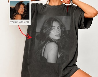 Comfort Colors® Custom Photo Shirt, Personalized Picture Tee, Upload Your Own Photo, Vintage Photo T-Shirt, Girlfriend And Boyfriend Gift